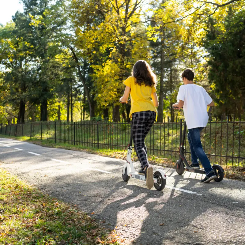 Foster Carer enjoys scooter riding with her foster child